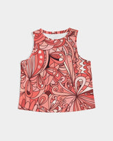 Citra Cropped Tank Top - Abstract Floral Print Pink Red